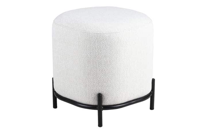 Pouf tissu métal blanc
