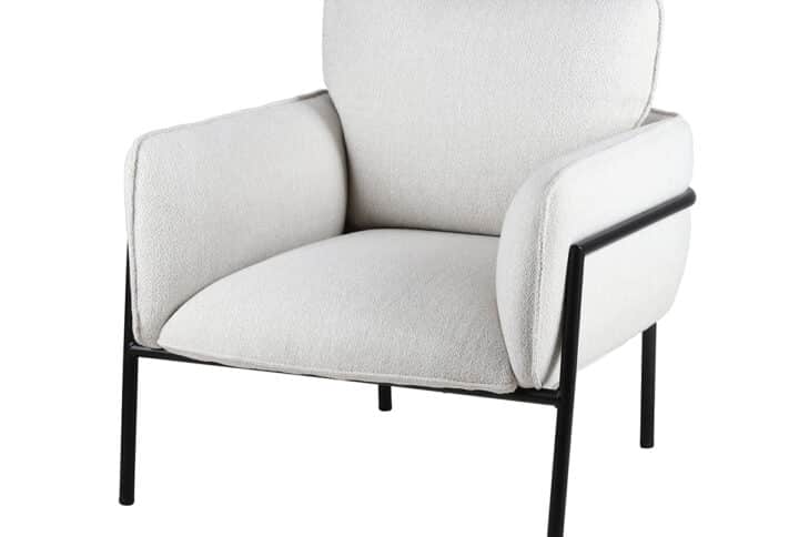 Fauteuil Carolina tissu blanc chiné